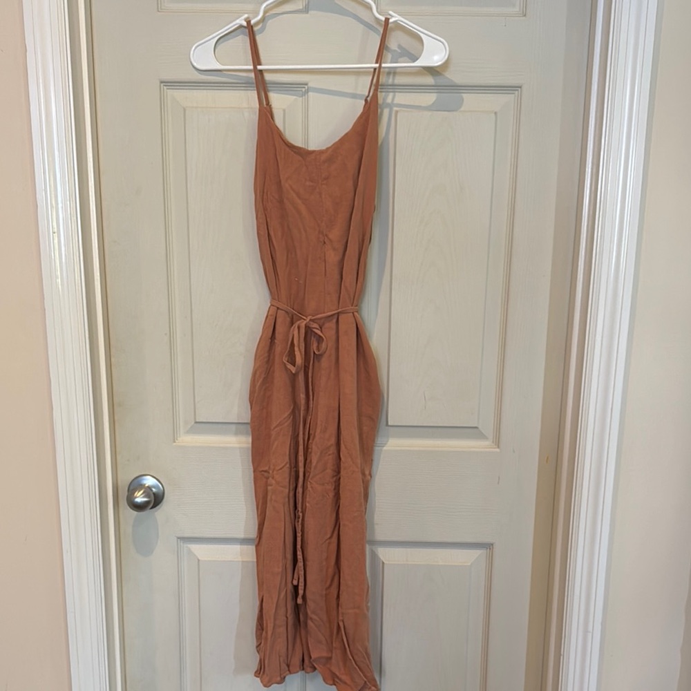 Chic Tan Spaghetti Strap Jumpsuit